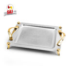 سینی استیل مستطیل کوچک طلایی کد:B 1268 G