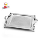 سینی استیل مستطیل کوچک کرم کد:B 1268 c