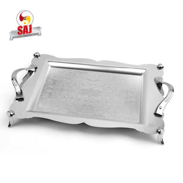 سینی استیل دالبری پایه دار کرم کد: B3168c