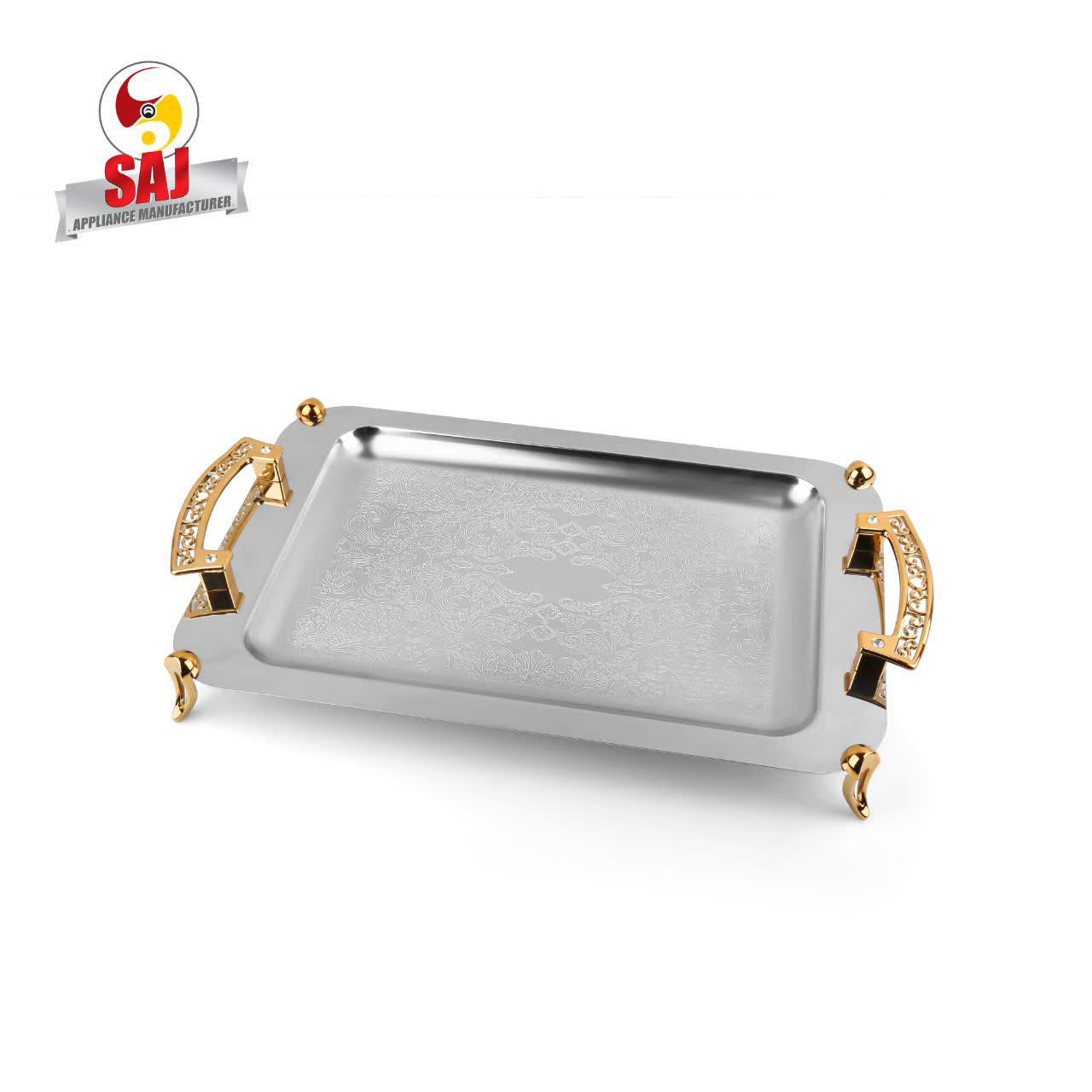 photo9860284570 سینی مستطیل پایه دار متوسط طلائی اسپرت