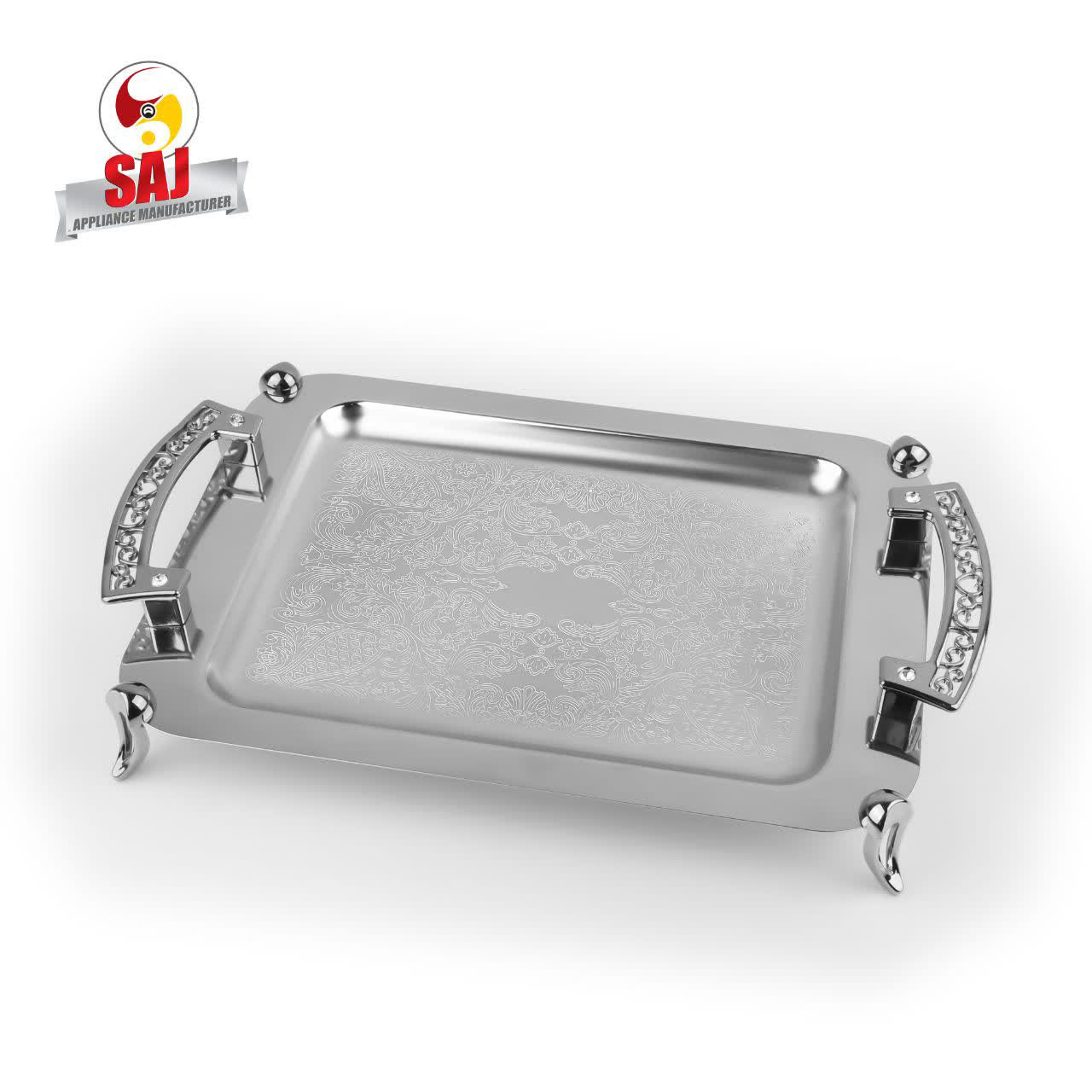 سینی مستطیل پایه دار بزرگ کروم اسپرت سینی مستطیل پایه دار بزرگ کروم اسپرت